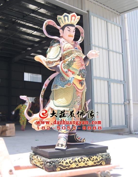 西方廣目天王彩繪左側(cè)塑像 西方廣目天王彩繪左側(cè)塑像